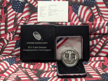 2013-P PROOF 5-Star Generals Commemorative Silver Dollar in OGP w/ COA