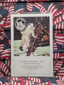 1969 Republic of Marshal Islands "1st Man On The Moon" Five Dollar Silver Proof Coin - .999 Pure