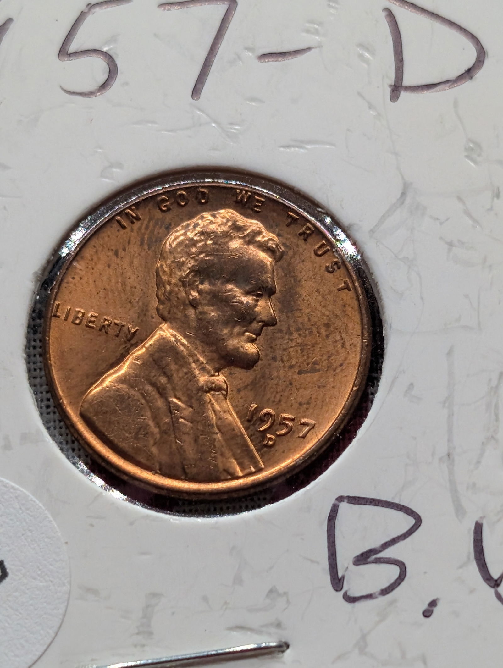 1957 D RED GEM BU Lincoln Wheat Cent (1 of 3)