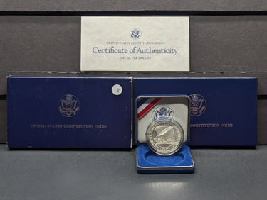 1987-S U.S. Constitution Silver Dollar In OGP With COA