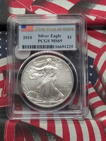 2010 American Silver Eagle .999 Fine Silver One Troy Ounce PCGS MS 69