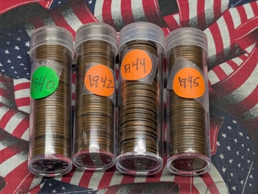1940, 1942, 1944, & 1945 Lincoln Wheat Cents, Approx. 200 Coins