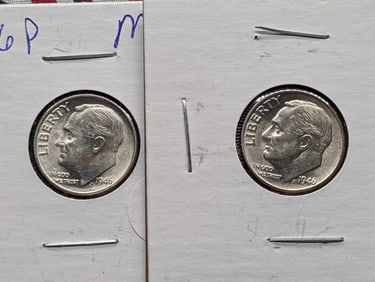 (5) 1946-P Roosevelt Dimes 90% Silver MS