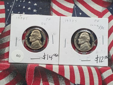 1977-S & 1978-S DEEP Proof Jefferson Nickels, From US Proof Sets. FULL STEPS