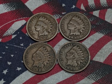 (4) Indian Head Cents 1895, 1897, 1898, 1899
