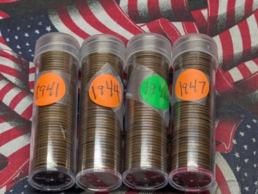 1941, 1944, 1946, & 1947 Lincoln Wheat Cents, Approx. 200 Coins