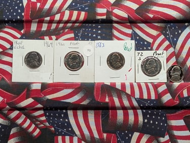 5 PROOF Jefferson Nickels, Super Nice Coins, Full Steps.