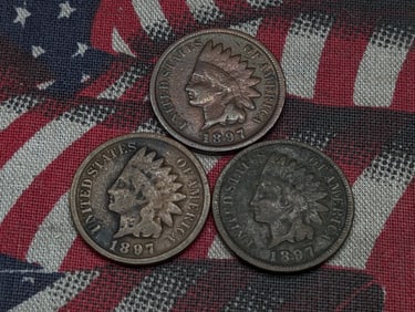 (3) 1897 Indian Head Cents