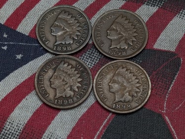 (4) 1898 Indian Head Cents