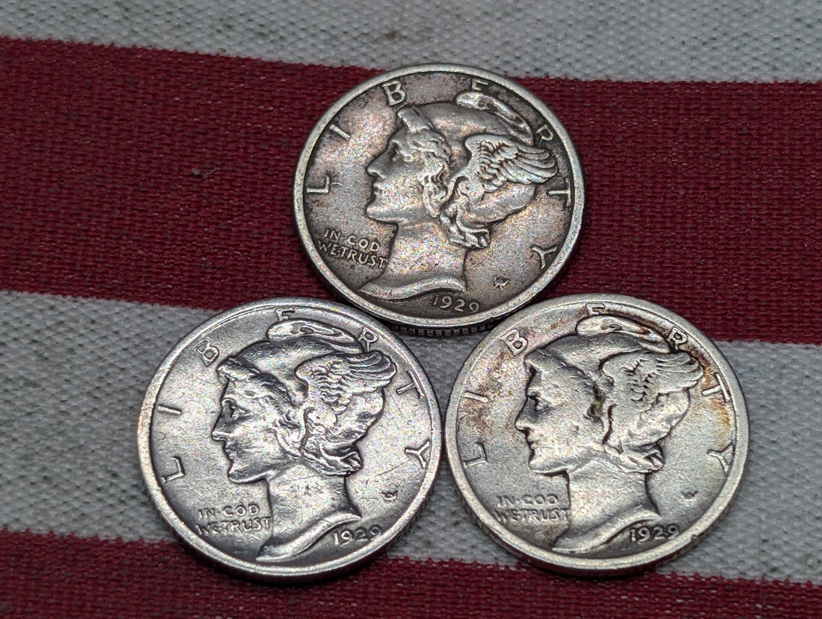 1929 P, D, & S Mercury Dimes: 1929 P, D, & S Mercury Dimes