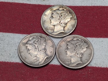 1920 P, D, & S Mercury Dimes