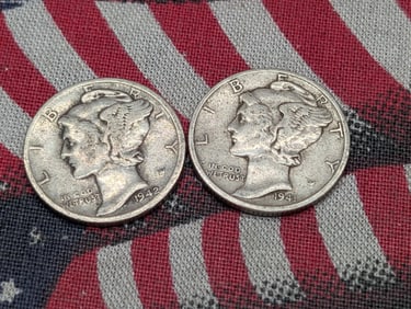 (2) Mercury Dimes 1942-S, 1941-P