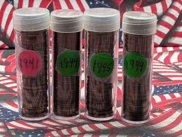 1941, 1944, 1945, & 1949 Lincoln Wheat Cents, Approx. 200 Coins