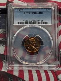 1957 Lincoln Wheat Cent PCGS PR 66 RD