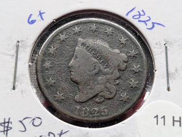 1825 Braided Hair Large Cent - 200 Years Old! - Nice Details!