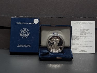 2004 -W American Silver Eagle, .999 Silver In OGP With COA