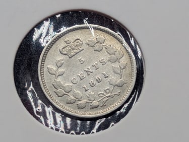 1891 Canada 5 Cents, Obverse #2, 92.5% "Silver"