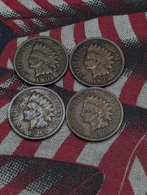 (4) Indian Head Cents 1901, 1903, 1905, 1907