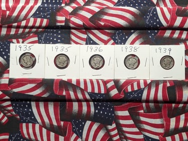 (2) 1935, 1936, 1938, & 1939 Mercury Dimes