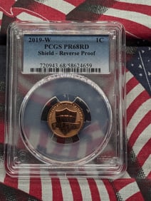 2019-W Reverse Proof Lincoln Shield Cent PCGS PR 68 RD