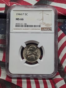1944-P Silver Jefferson War Time Nickel MS 66 By NGC - 35% Silver