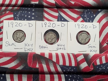(3) 1920-D Mercury Dimes