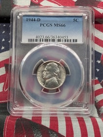 1944-D Silver Jefferson War Time Nickel PCGS MS 66 - 35% Silver