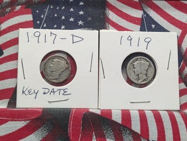 1917-D & 1919 Mercury Dimes
