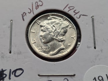 1945 Silver Mercury Dime - Better Grade! - Great Luster!