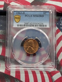 1963-D Lincoln Memorial Cent, PCGS MS62 RD