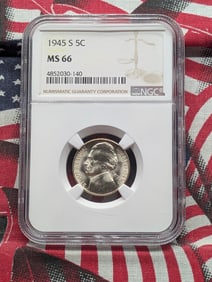 1945-S Silver Jefferson War Time Nickel MS 66 By NGC - 35% Silver