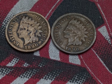 (2) 1890 Indian Head Cents