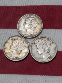 1929 P, D, & S Mercury Dimes