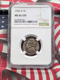 1946-D Jefferson Nickel MS 66 5FS By NGC