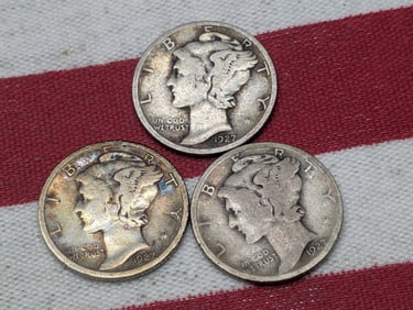 1927 P, D, & S Mercury Dimes