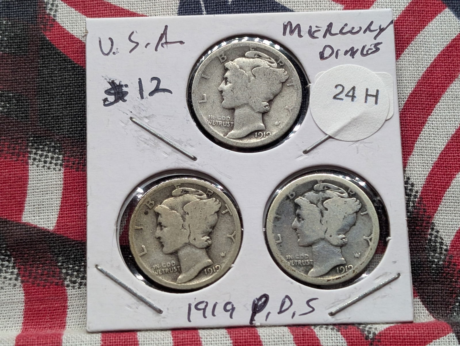 1919 P,D,S Silver Mercury Dimes - Better Teen Dates! - Complete Year Set! (1 of 3)