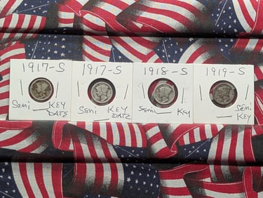 (2) 1917-S, 1918-S, & 1919-S Mercury Dimes