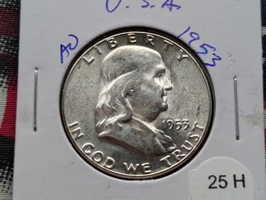 1953 Silver Franklin Half Dollar - Better Grade! - Proof Details & Luster!