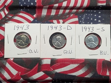 1943 P,D, & S Lincoln Wheat Cents