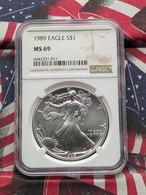 1989 American Silver Eagle .999 Fine Silver One Troy Ounce NGC MS 69