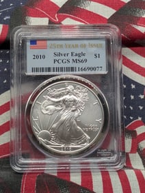 2010 American Silver Eagle .999 Fine Silver One Troy Ounce PCGS MS 69