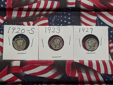 1920-S, 1923, & 1927 Mercury Dimes