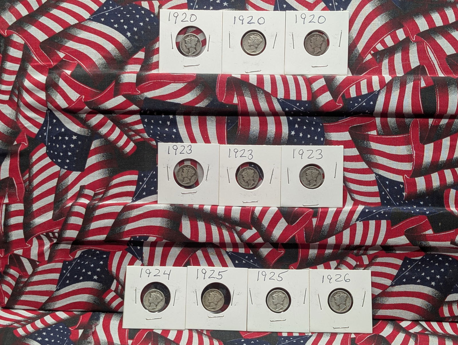 (3) 1920, (3) 1923, 1924, (2) 1925, & 1926-D Mercury Dimes (1 of 9)
