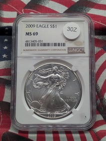 2009 MS69 American "Silver" Eagle, (Graded by NGC)