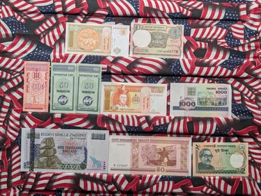 10 Foreign Crisp/Unc, Notes, Great Art