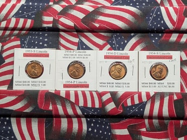 1953-S, 1954 PD&S Lincoln Wheat Cents All UNC