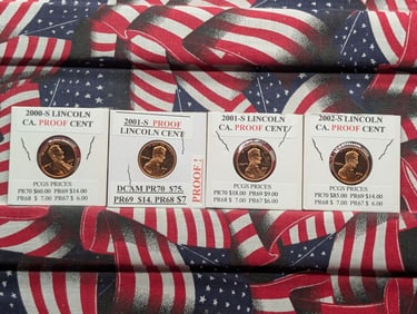 2000-S, (2) 2001-S, & 2002-S Lincoln Memorial Cents All DC Proof