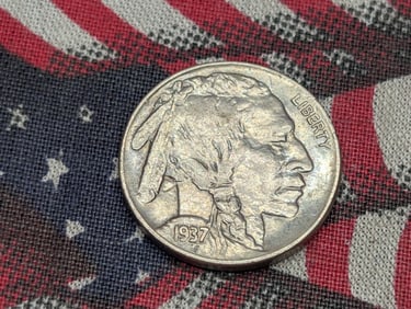 1937, XF-AU, Bold Details, Full Horn, Buffalo Nickel, 88 Years Old