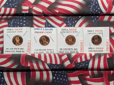 1998-S, (2) 1999-S, & 2000-S Lincoln Memorial Cents All DC Proof