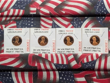 (2) 1988-S & (2) 1989-S Lincoln Memorial Cents All DC Proof